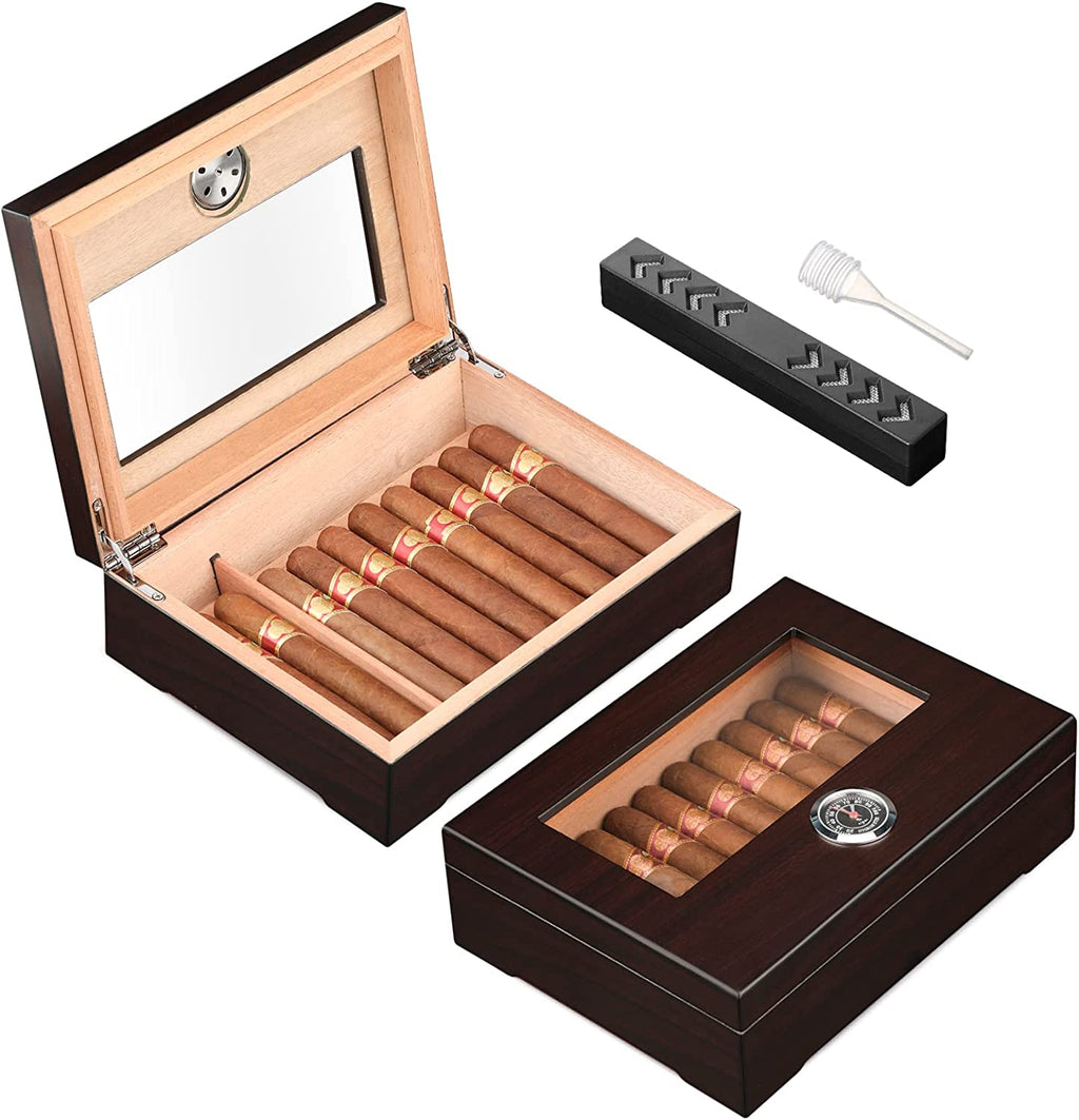 Glass-Top Desktop Humidor — 25 Count