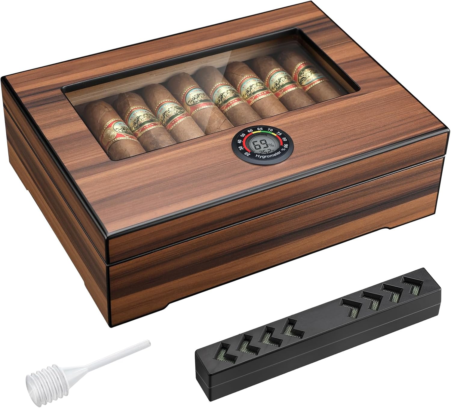 Glass-Top Desktop Humidor — 25 Count