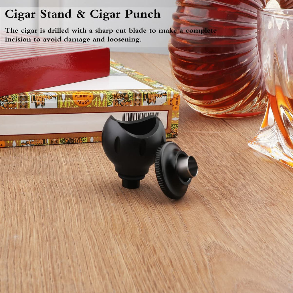 Cigar Stand + Punch — Matte Black
