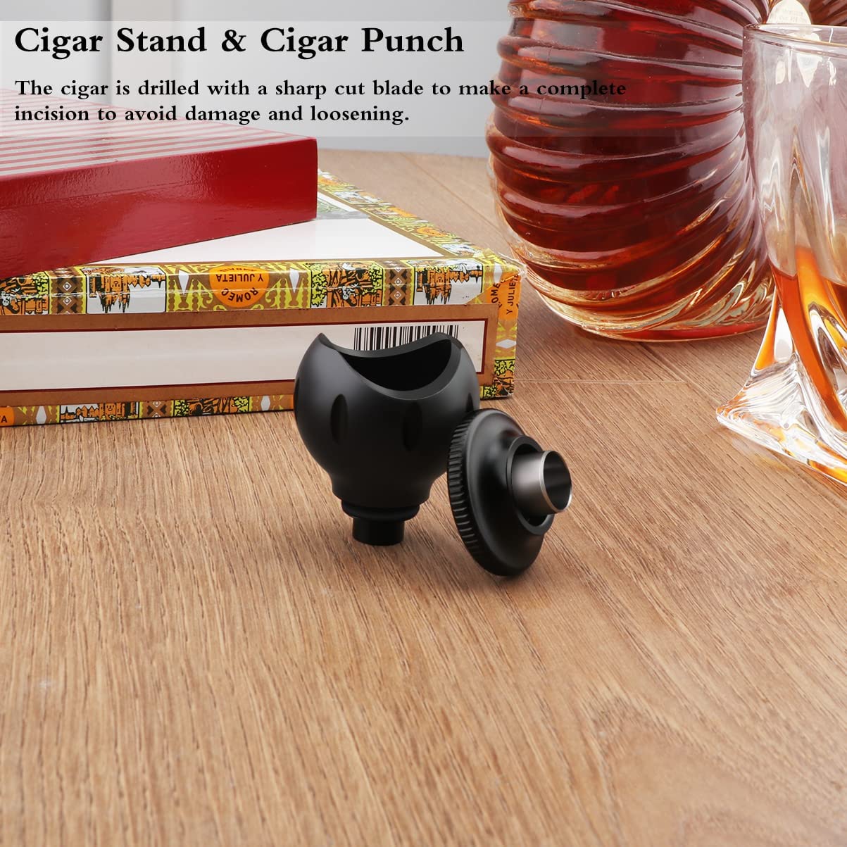 Cigar Stand + Punch — Matte Black