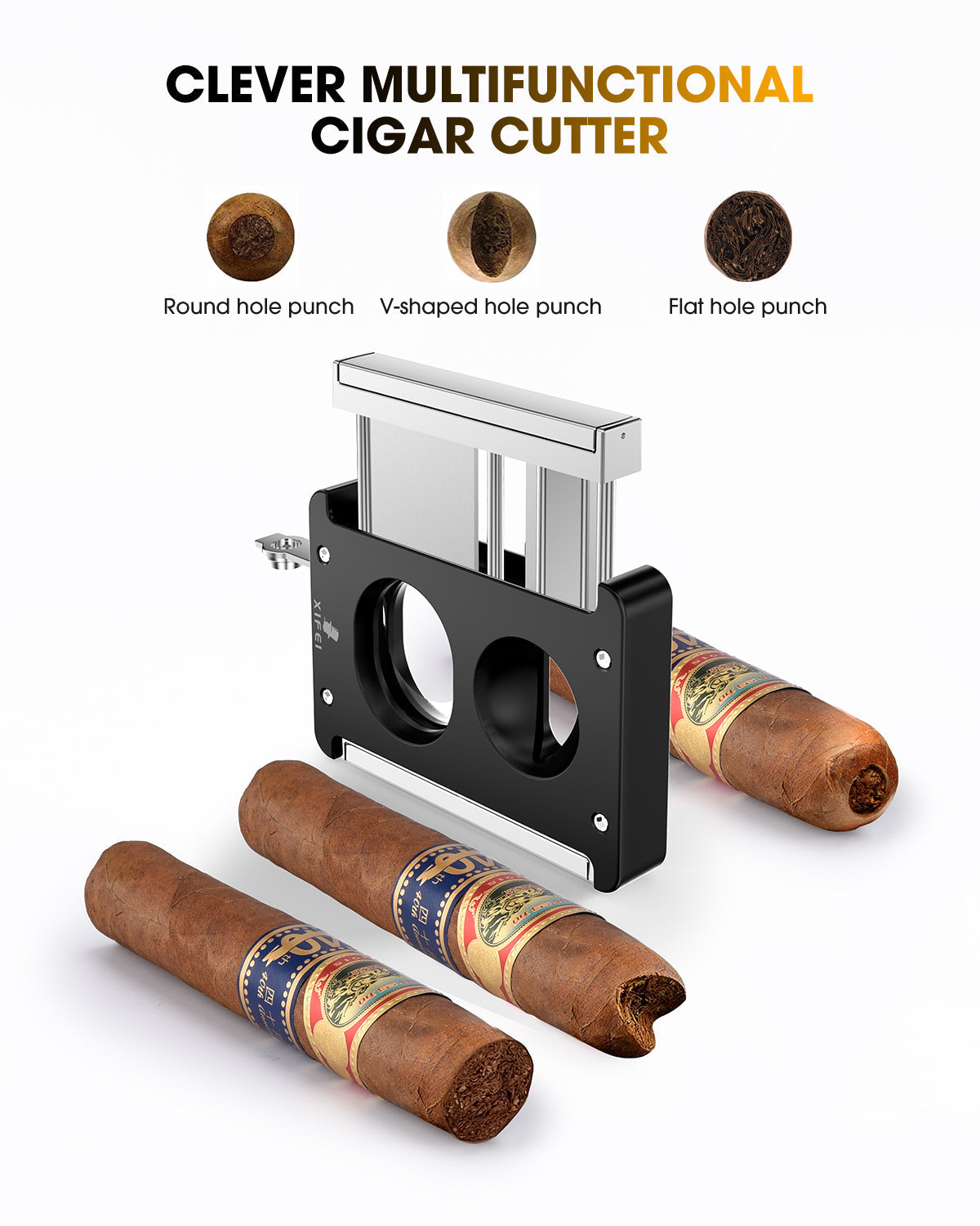 4-in-1 Cutter — V-Cut + Guillotine + Punch + Stand