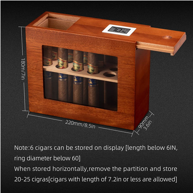 Glass-Top Pull-Out Humidor — 25 Count