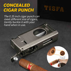 3-in-1 Lighter — Dual Flame + V-Cut