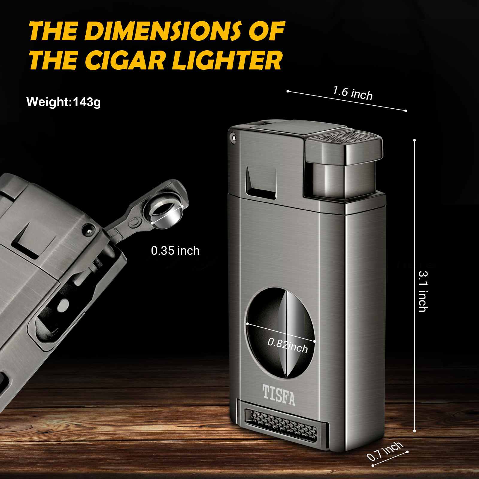 3-in-1 Lighter — Dual Flame + V-Cut