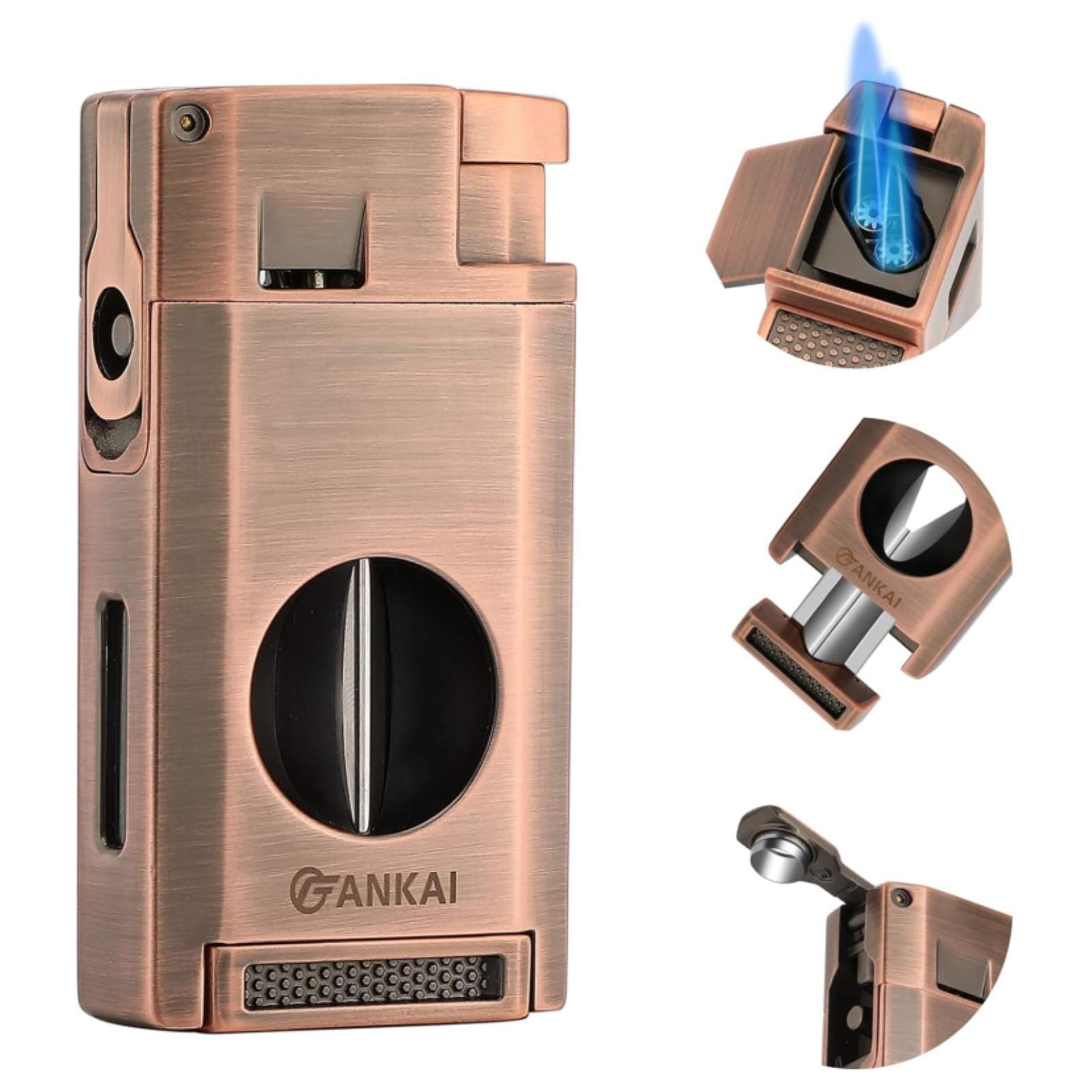 3-in-1 Lighter — Dual Flame + V-Cut