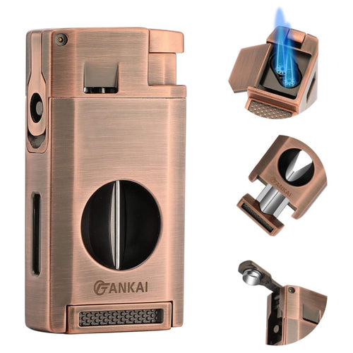 3-in-1 Lighter — Dual Flame + V-Cut