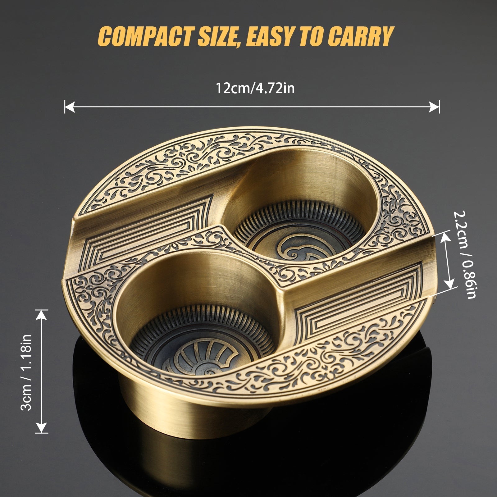 Cigar Ashtray — 2 Slot (Metal)