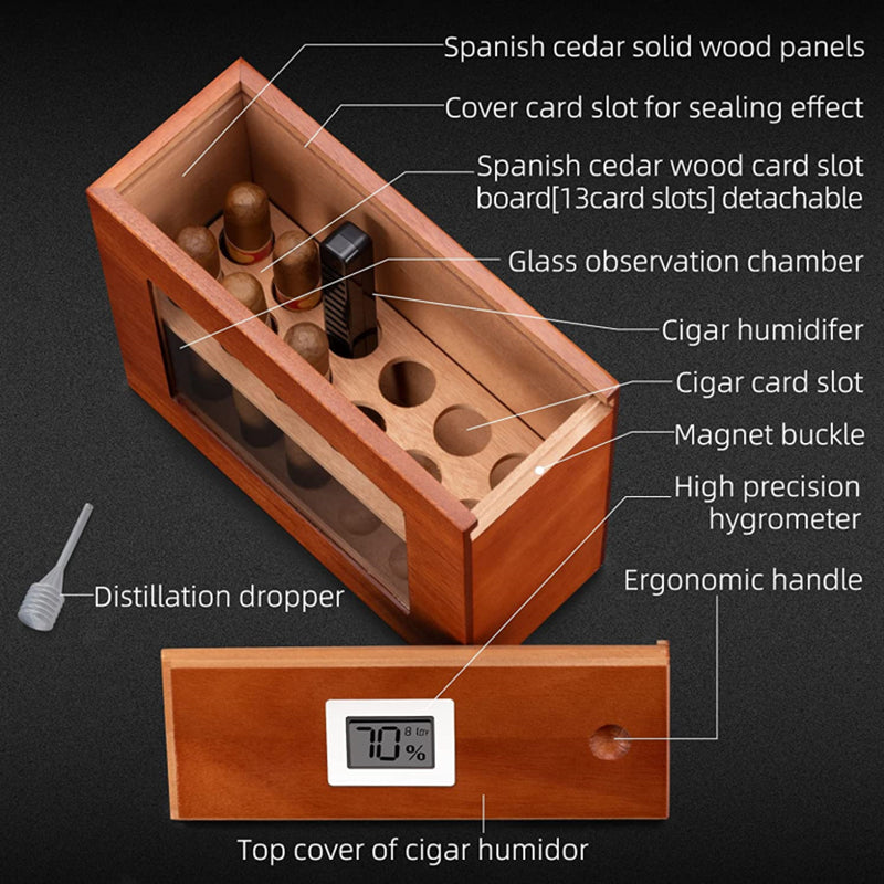 Glass-Top Pull-Out Humidor — 25 Count