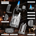 3-in-1 Lighter — Triple Flame + V-Cut
