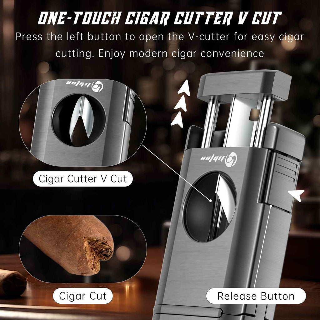 3-in-1 Lighter — Triple Flame + V-Cut