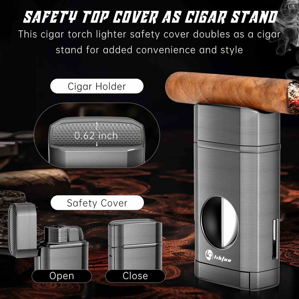 3-in-1 Lighter — Triple Flame + V-Cut