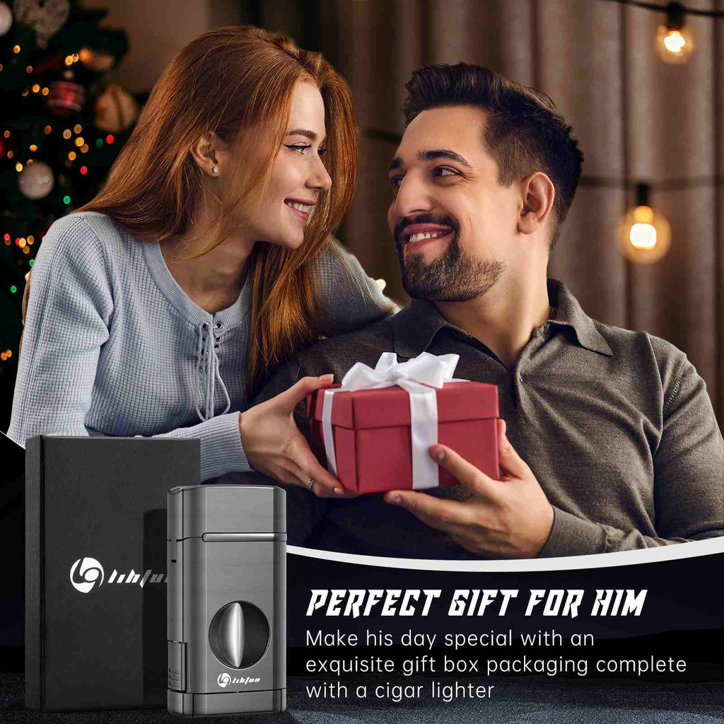 3-in-1 Lighter — Triple Flame + V-Cut