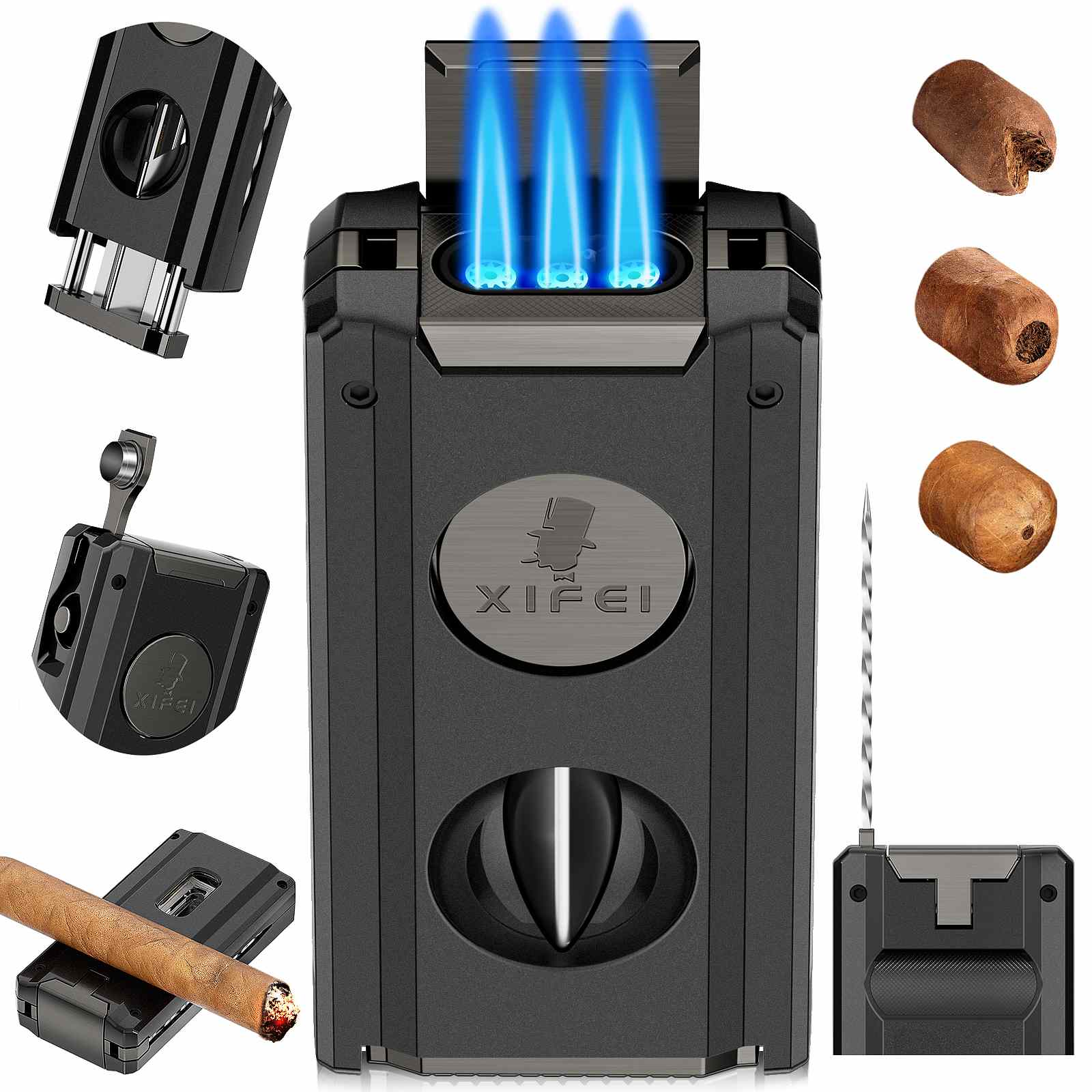 5-in-1 Lighter — Triple Flame (E)
