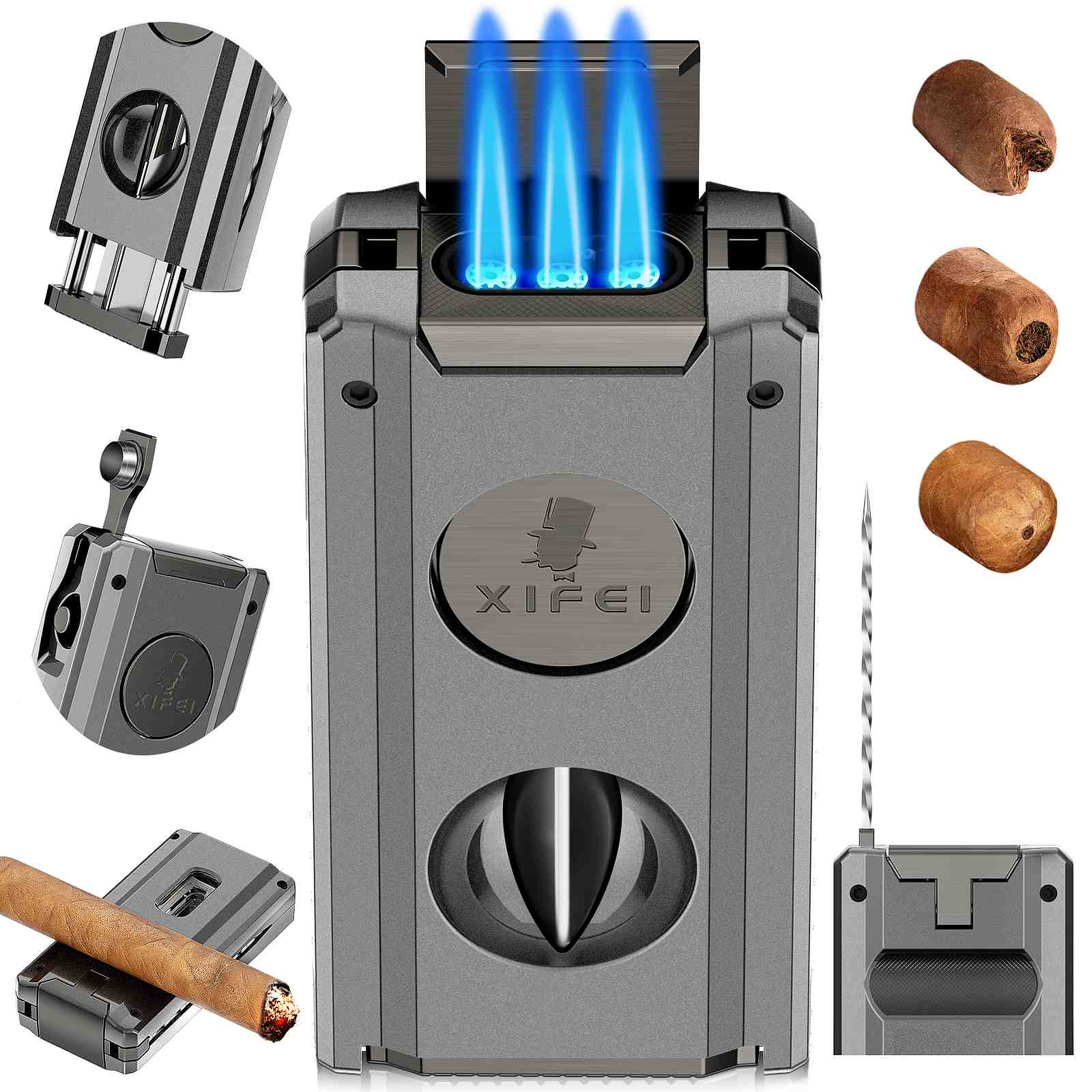 5-in-1 Lighter — Triple Flame (C)