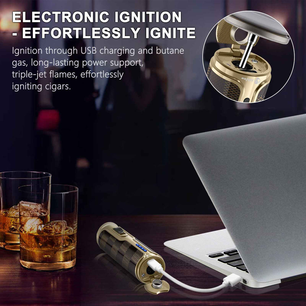 3-in-1 Electric Lighter — Triple Jet + USB