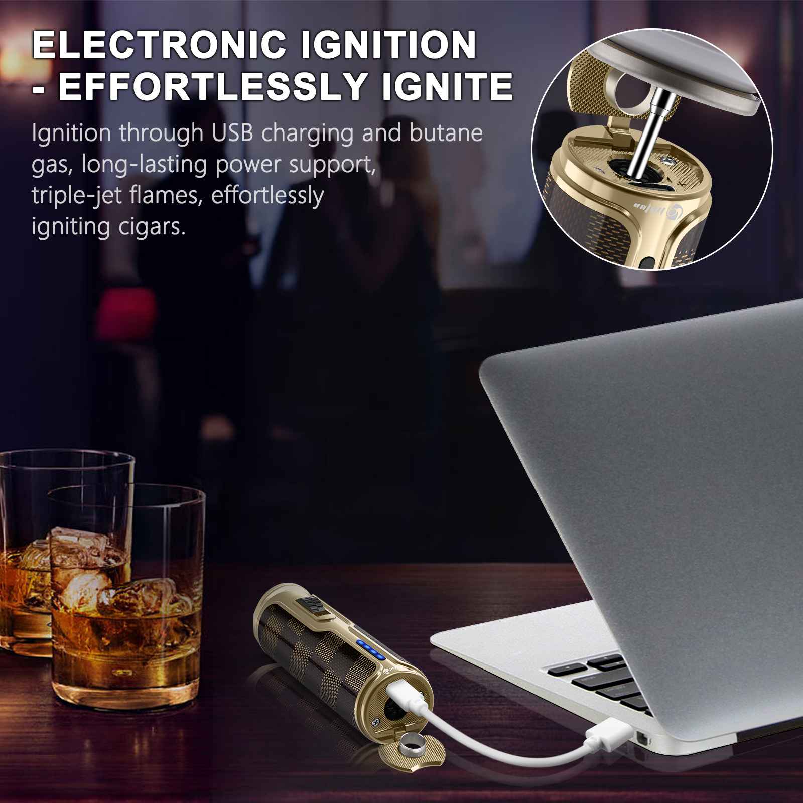 3-in-1 Electric Lighter — Triple Jet + USB