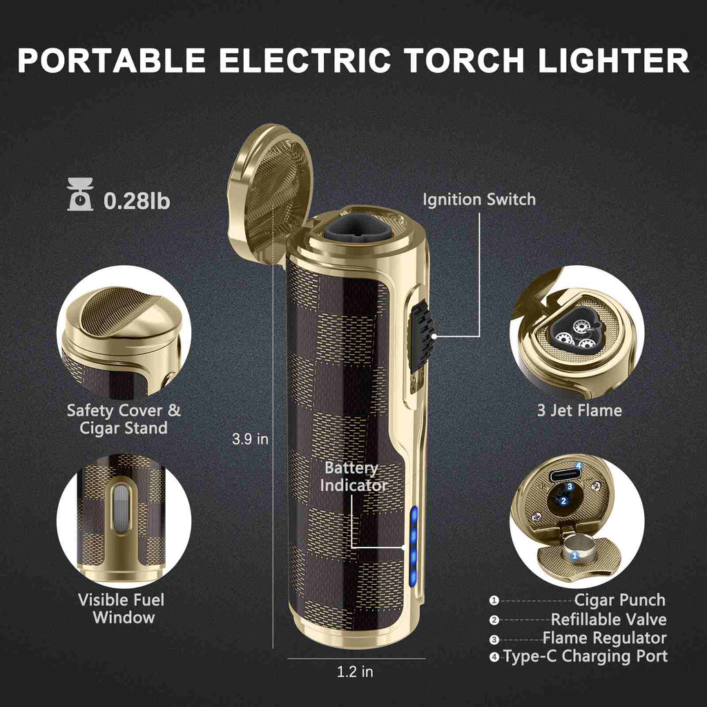 3-in-1 Electric Lighter — Triple Jet + USB