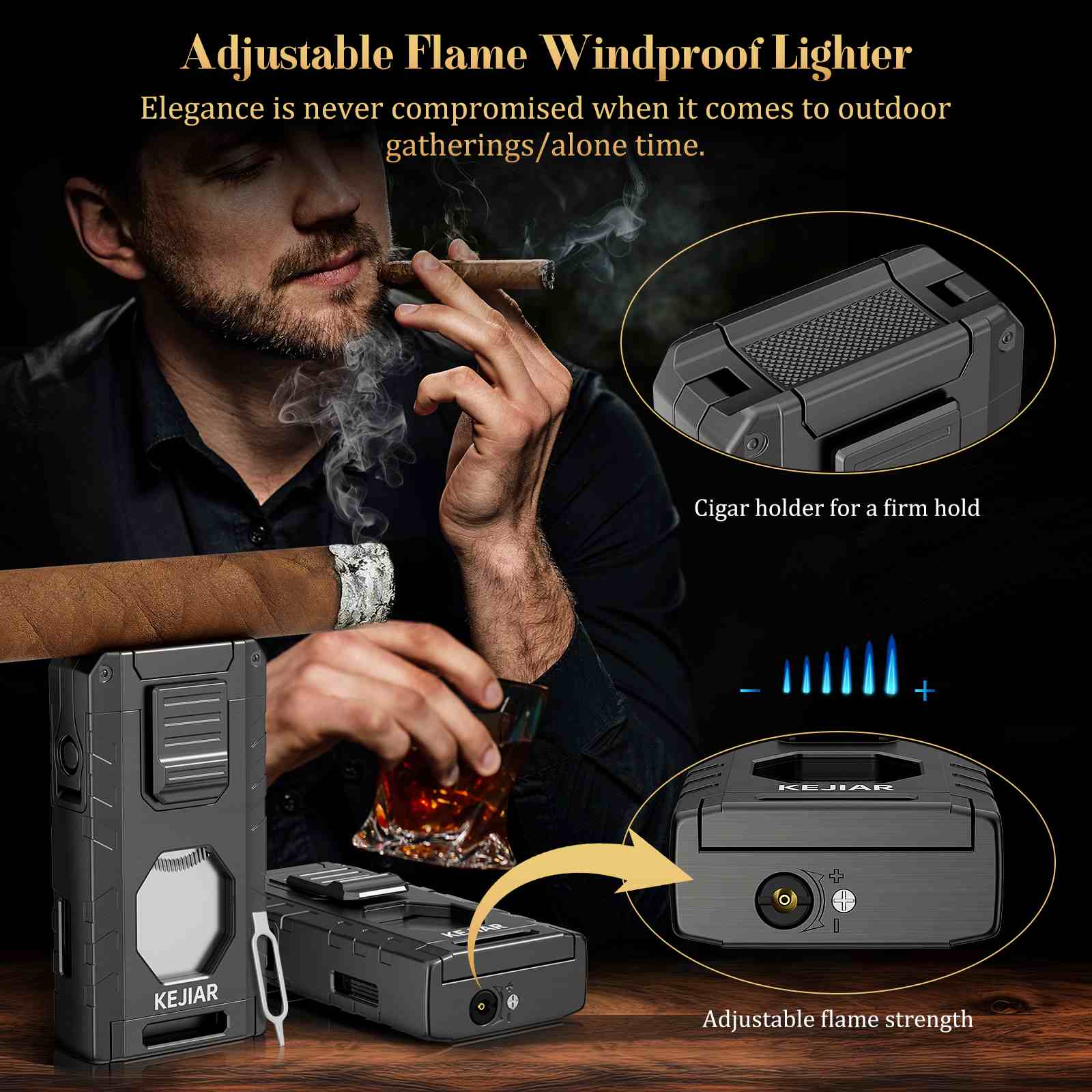 5-in-1 Lighter — Triple Flame (D)
