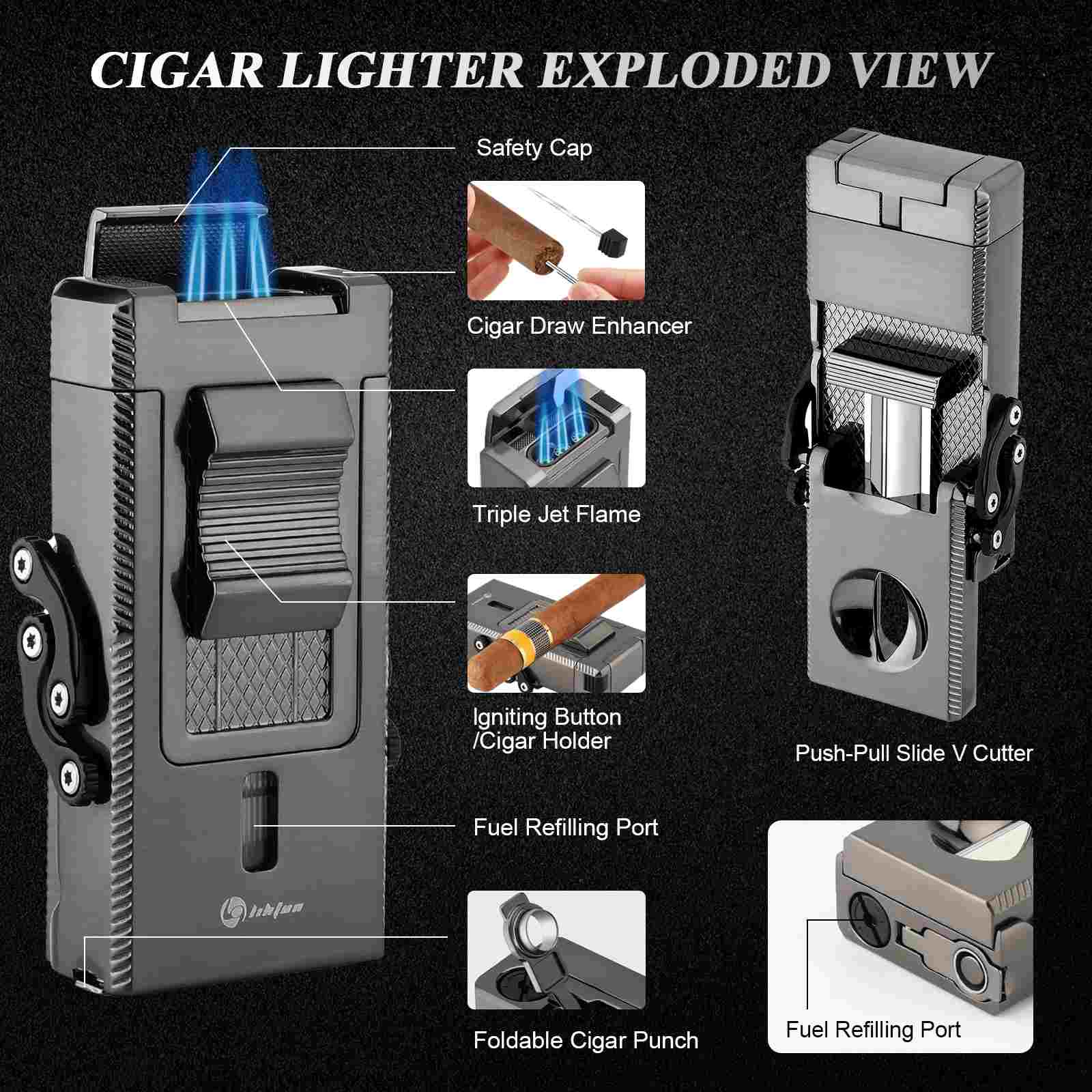 5-in-1 Lighter — Triple Flame (B)