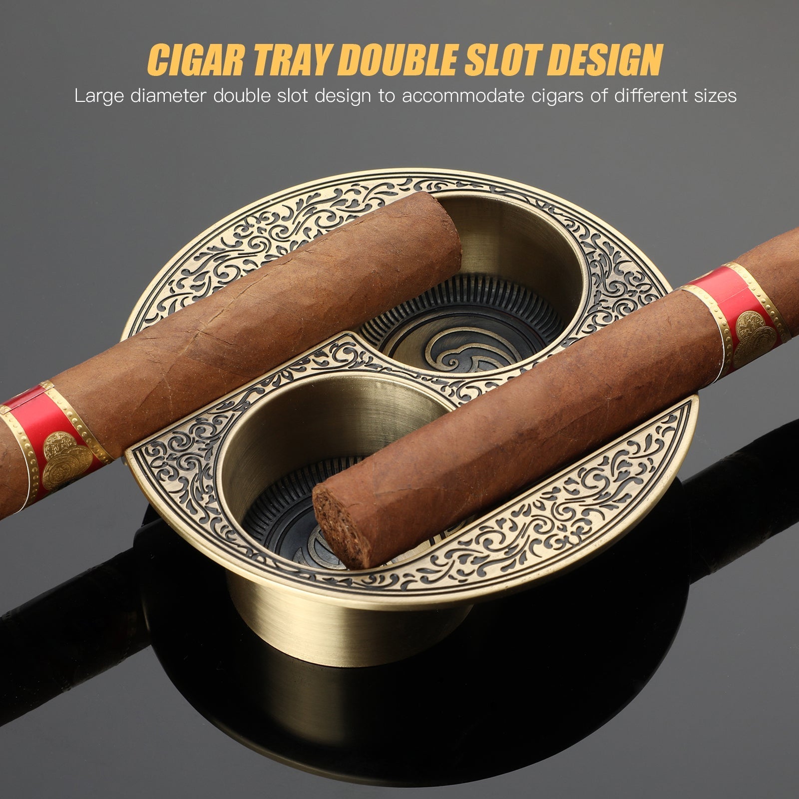 Cigar Ashtray — 2 Slot (Metal)