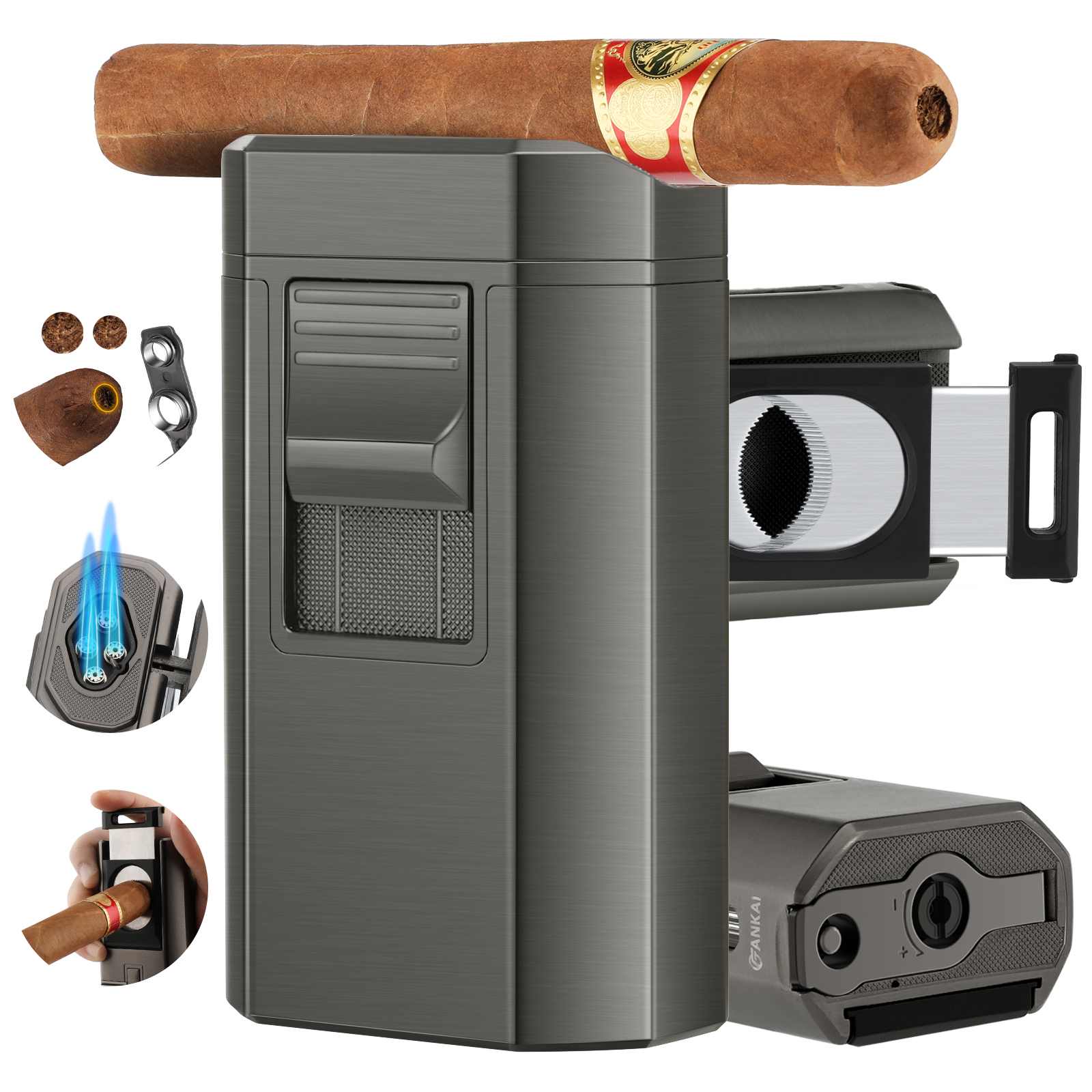 6-in-1 Desktop Lighter — Quad Flame