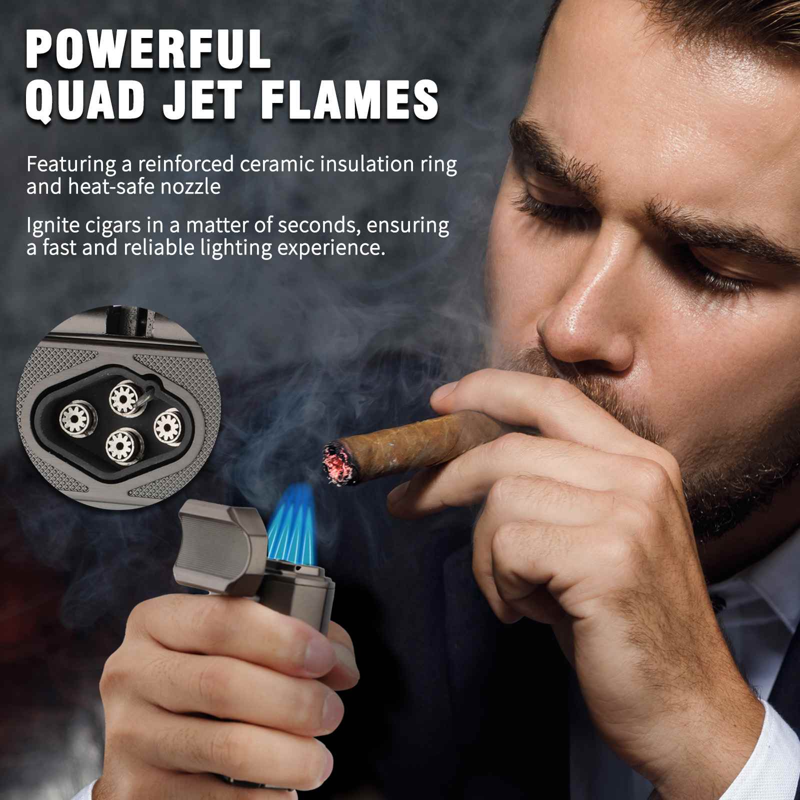 6-in-1 Desktop Lighter — Quad Flame