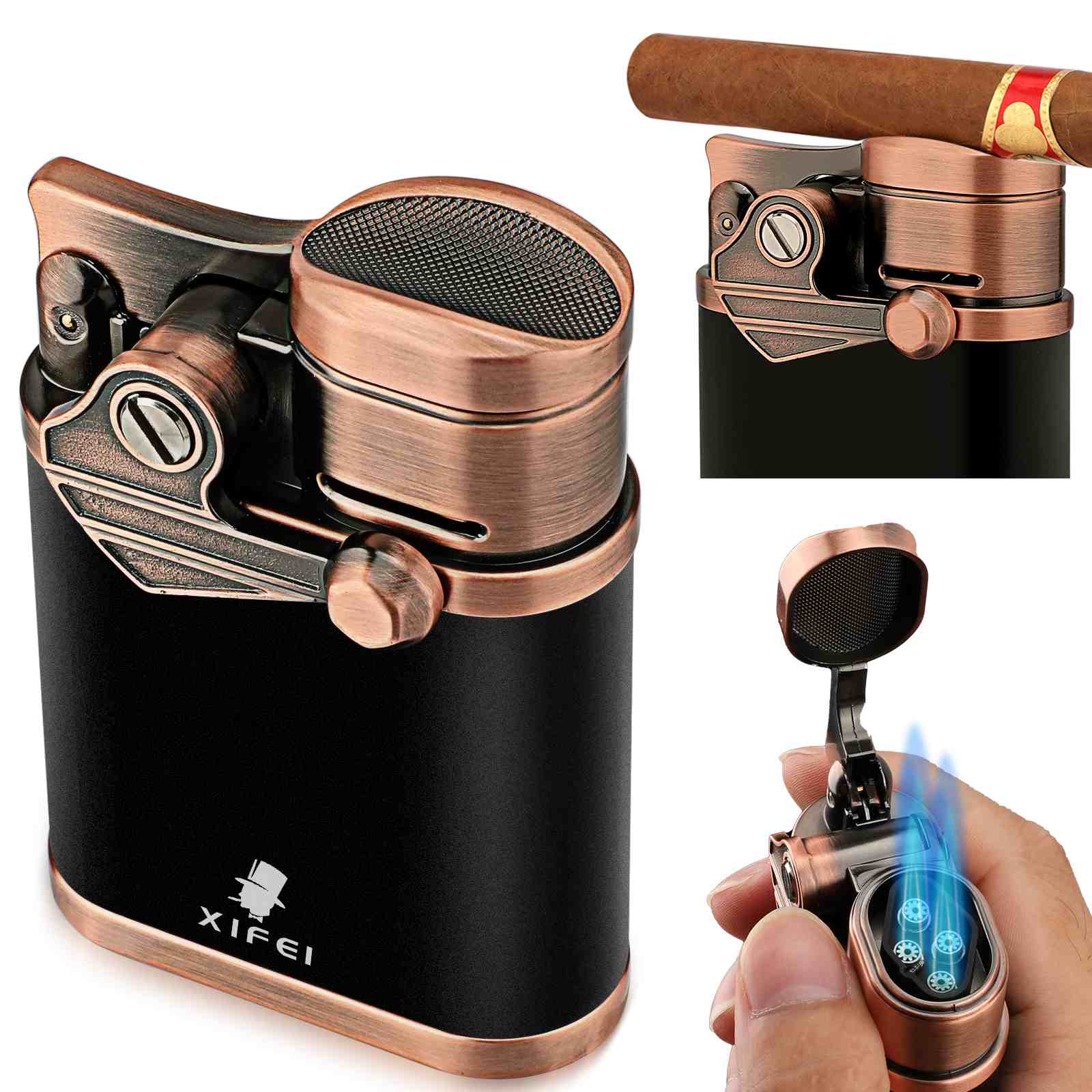 Jet Lighter — Quad Flame + Stand