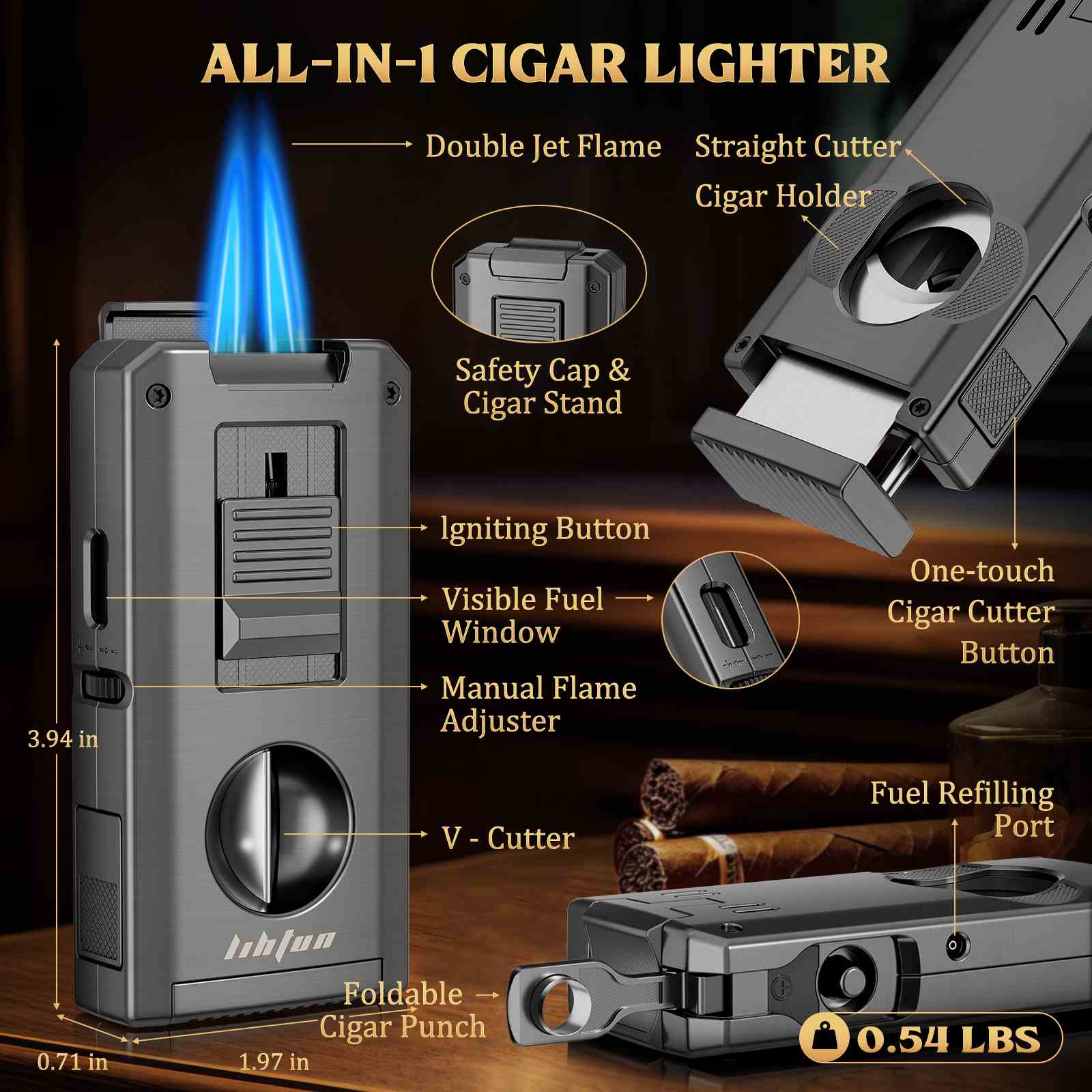 5-in-1 Lighter — Double Flame