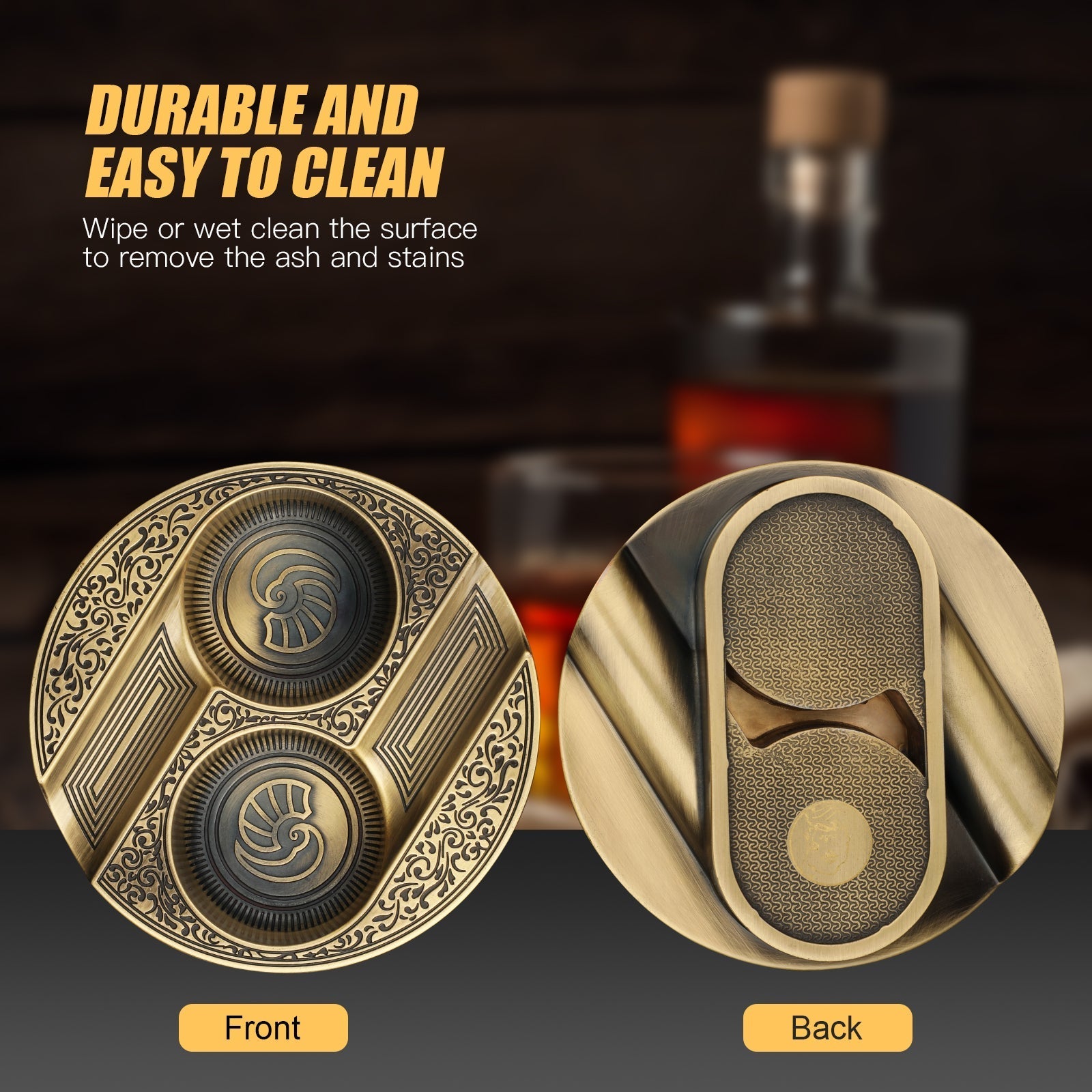 Cigar Ashtray — 2 Slot (Metal)