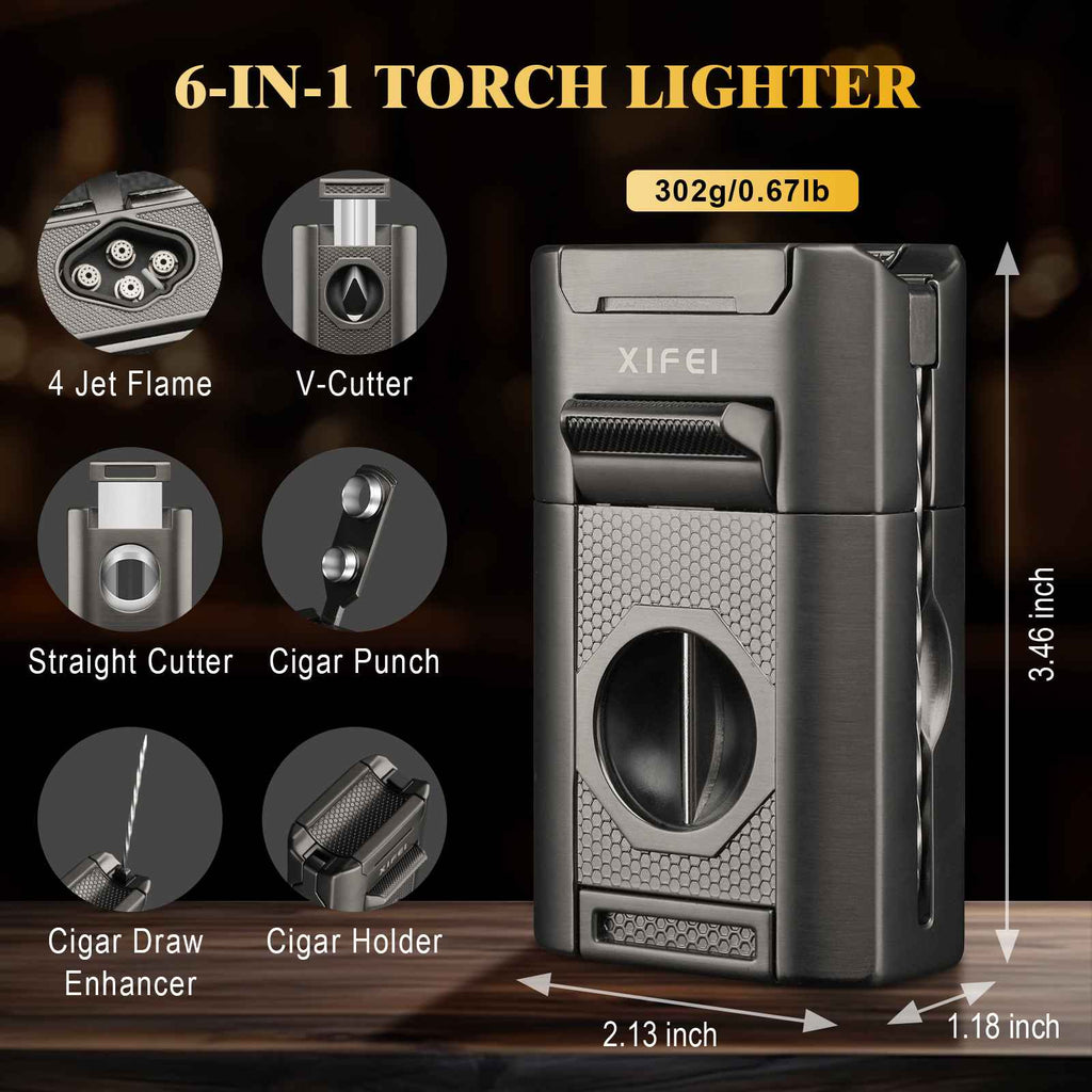 6-in-1 Desktop Lighter — Quad Flame (B)