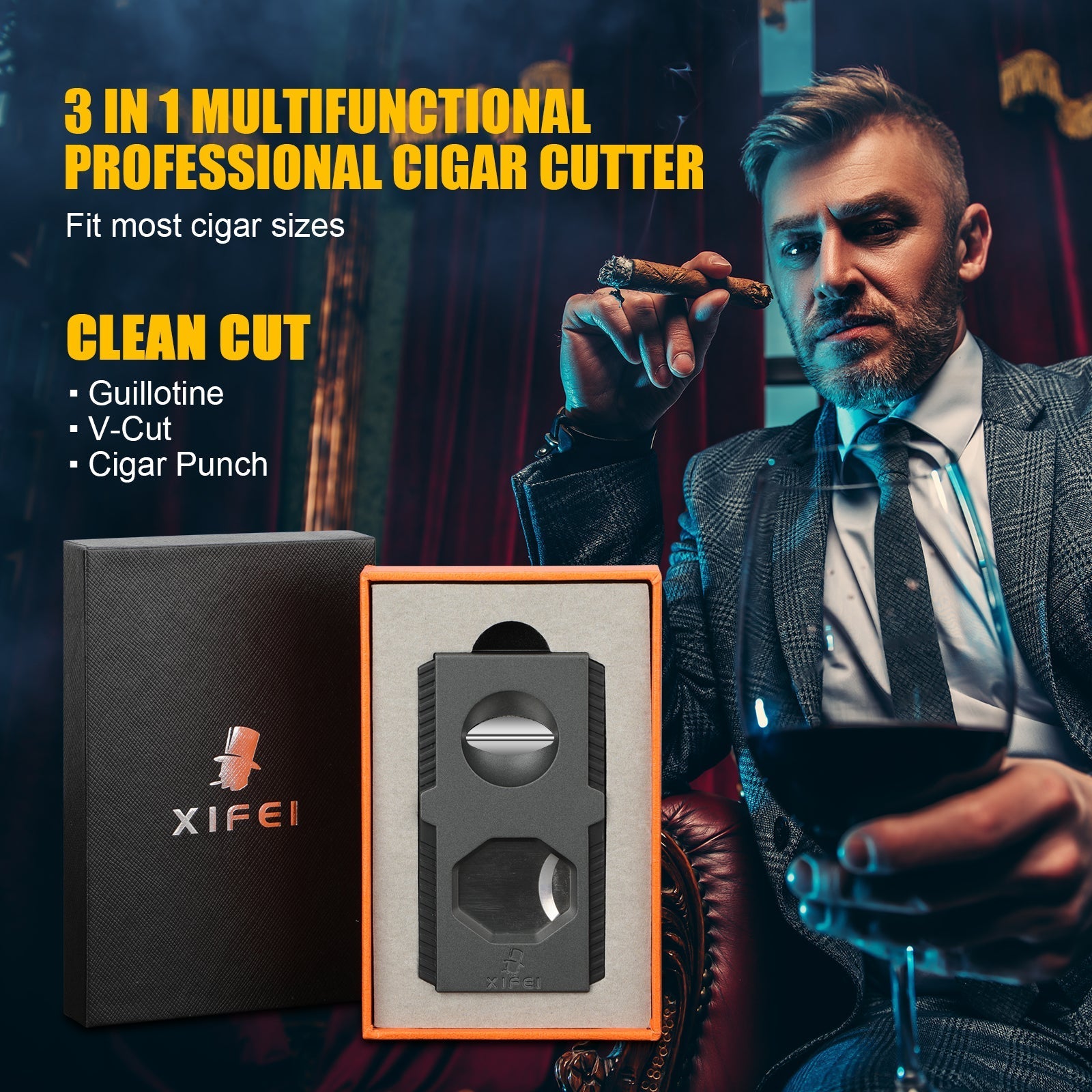 3-in-1 Cutter — Guillotine + V-Cut + Punch