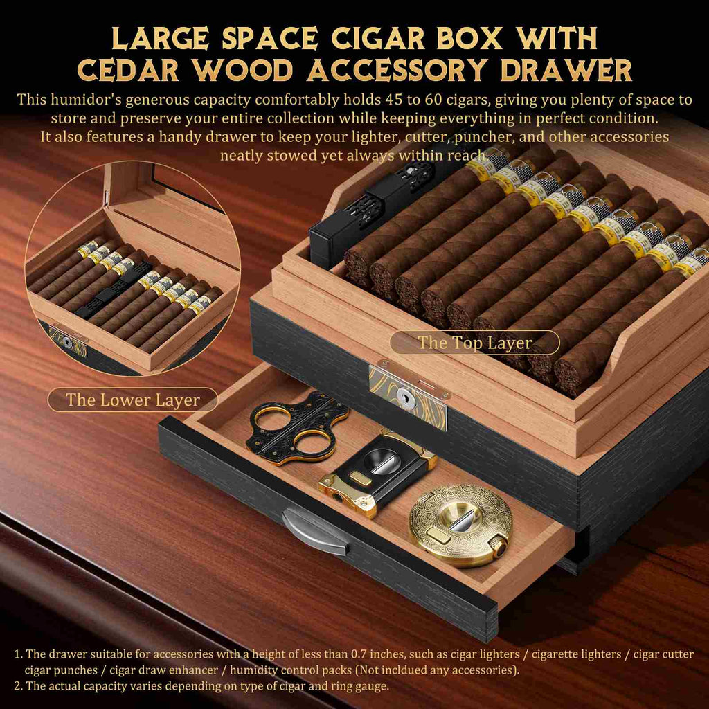 Cedar Humidor — 60 Count Glass-Top