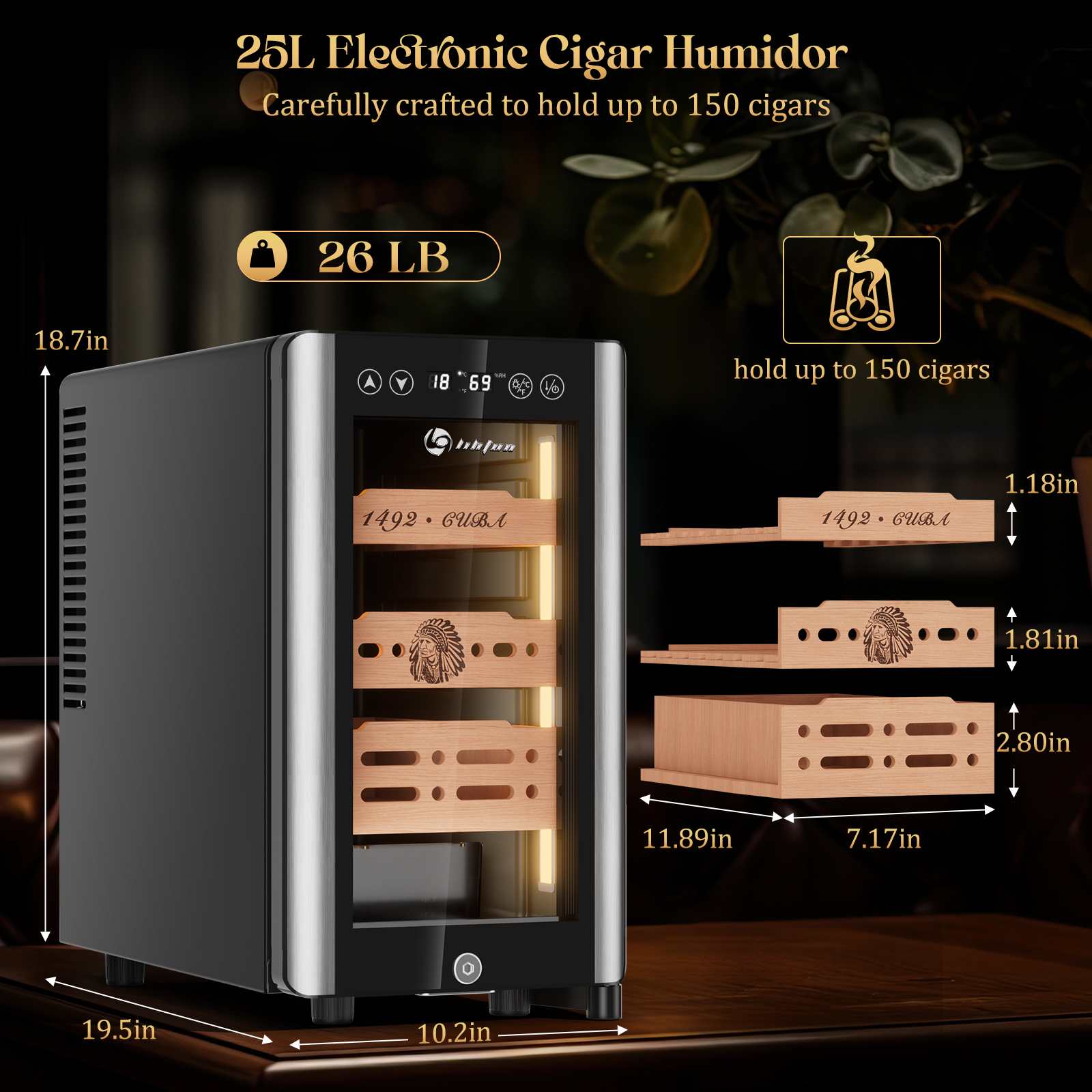 Electric Humidor Cabinet — 150 Count (B)