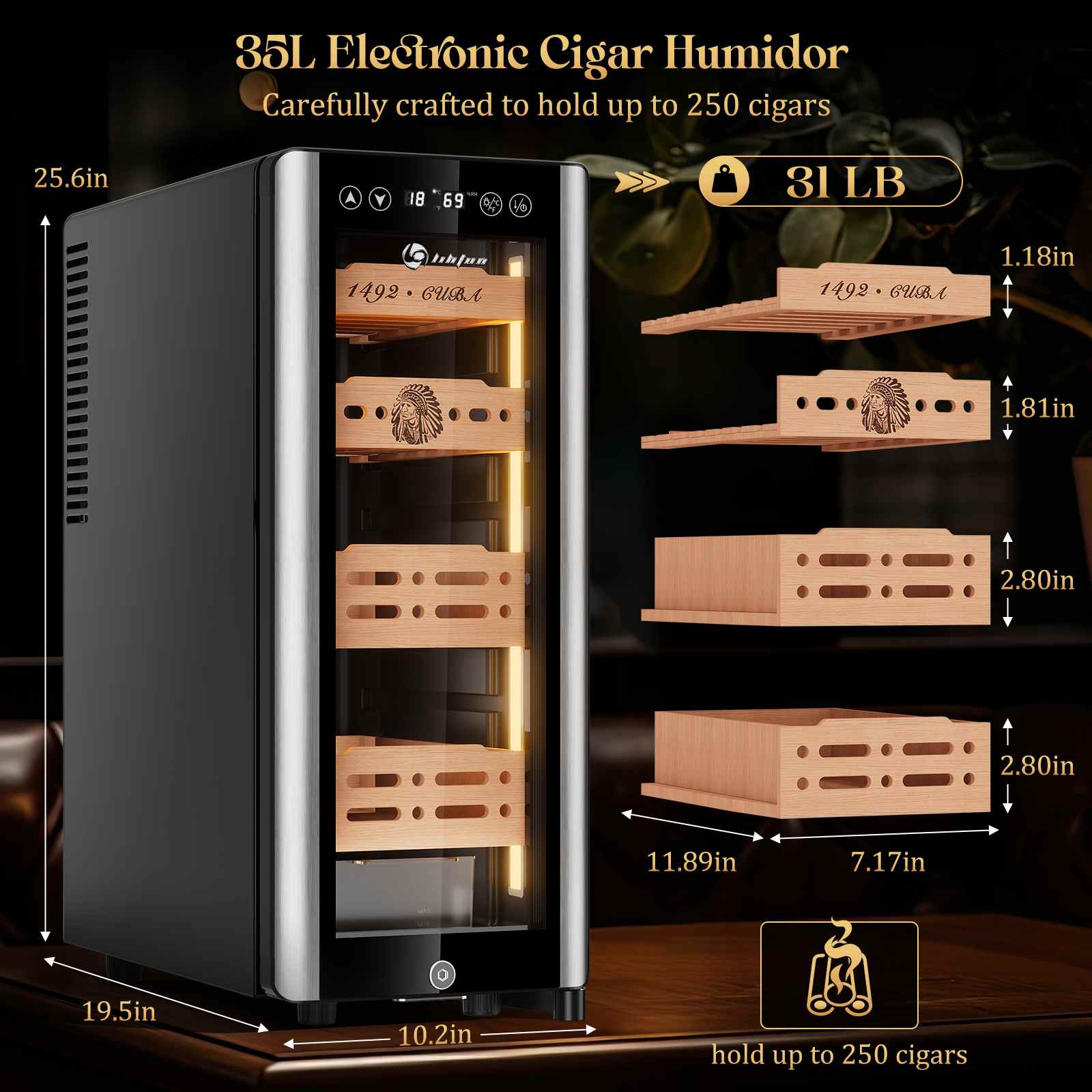 Electric Humidor Cabinet — 250 Count