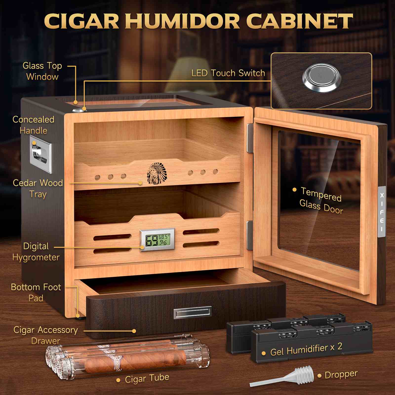Glass-Top Desktop Humidor — 100 Count
