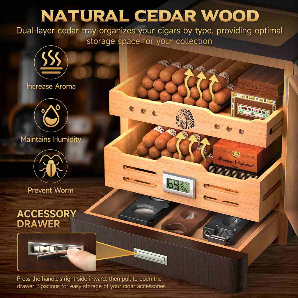 Glass-Top Desktop Humidor — 100 Count