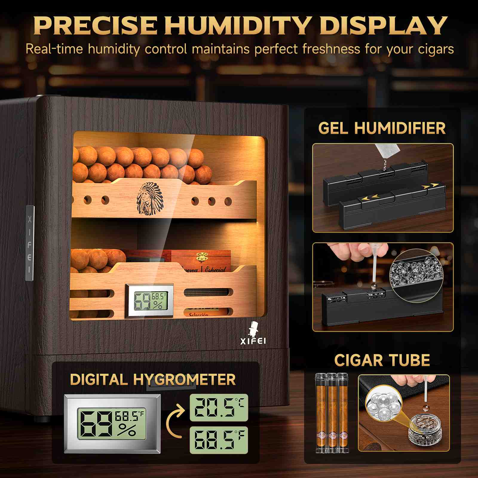 Glass-Top Desktop Humidor — 100 Count
