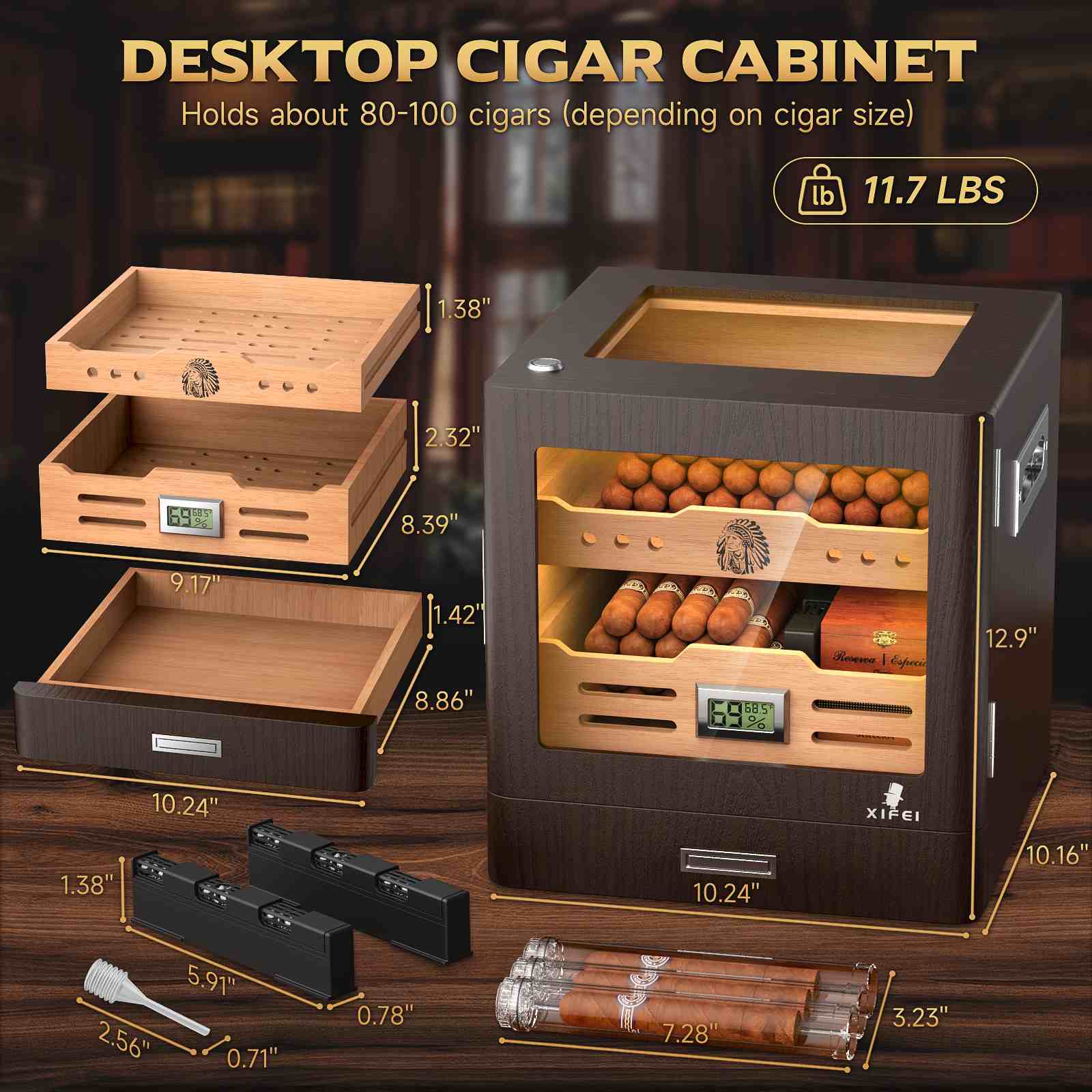 Glass-Top Desktop Humidor — 100 Count
