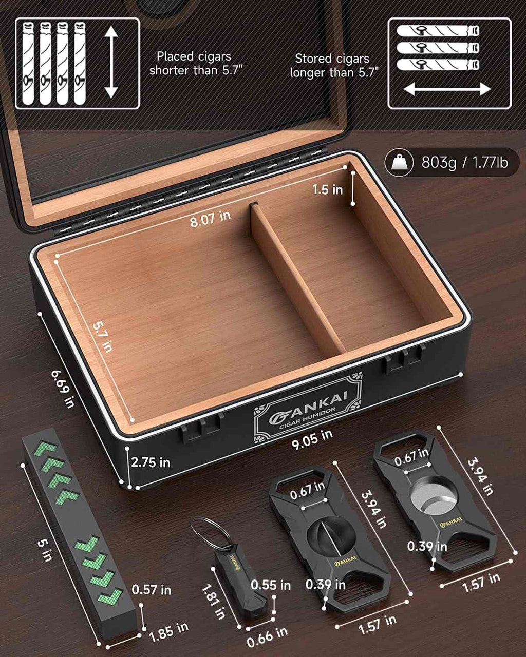 Glass-Top Desktop Humidor — 25 Count (B)