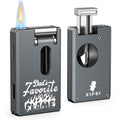 3-in-1 Lighter — Dual Flame + V-Cut + Punch