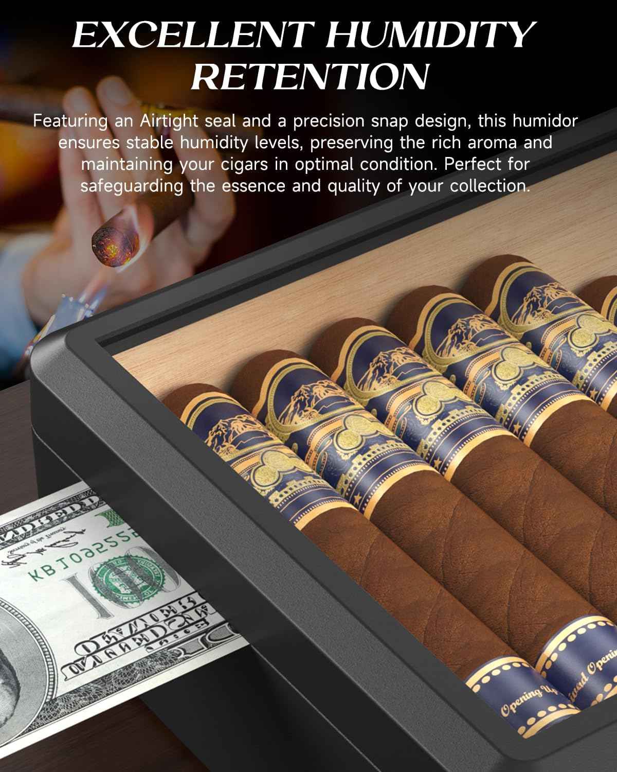 Glass-Top Desktop Humidor — 25 Count (B)