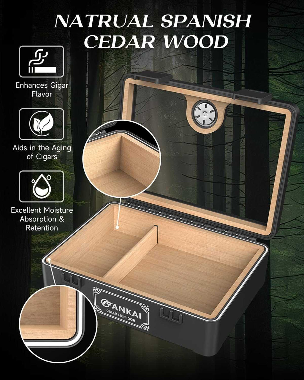 Glass-Top Desktop Humidor — 25 Count (B)