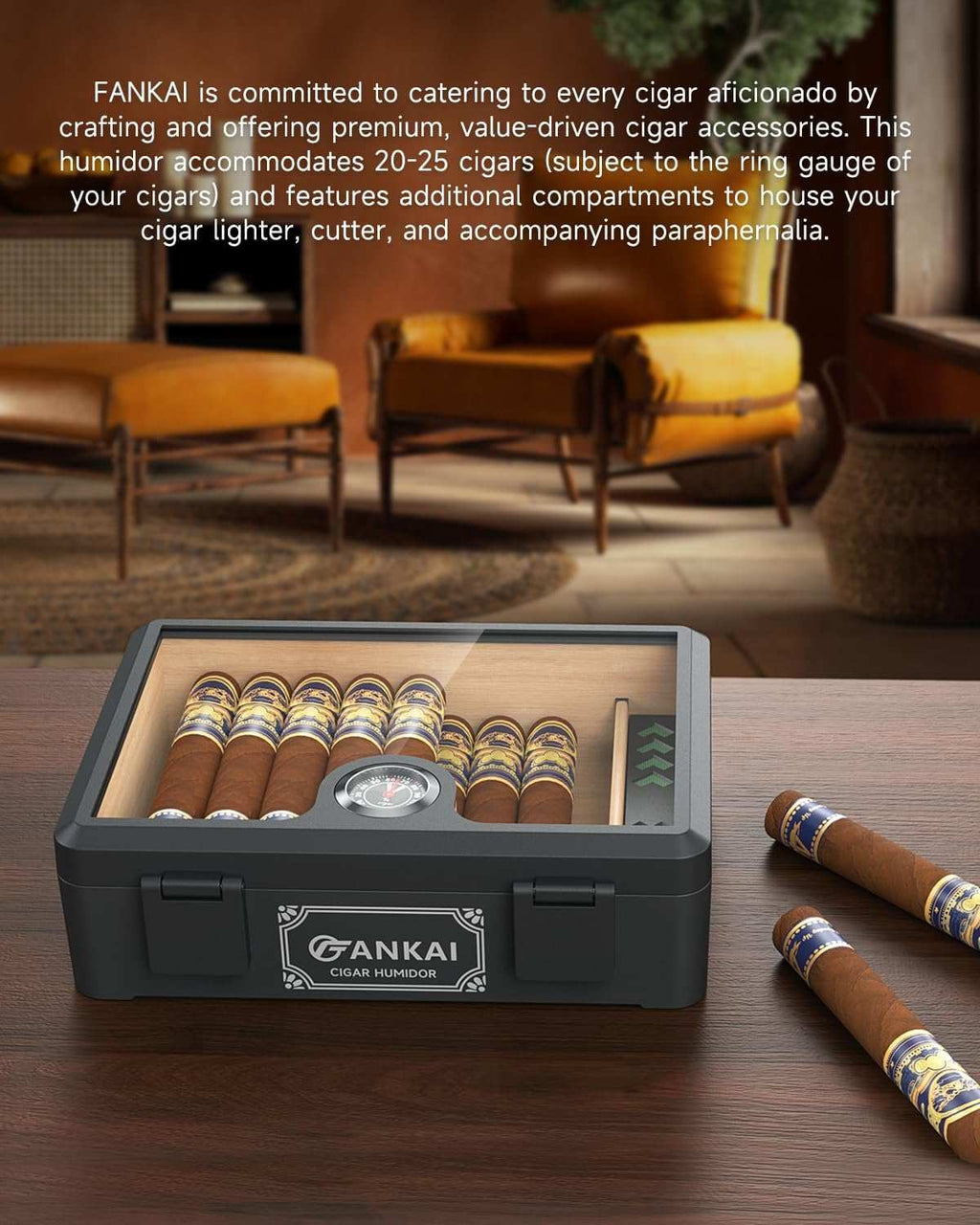 Glass-Top Desktop Humidor — 25 Count (B)
