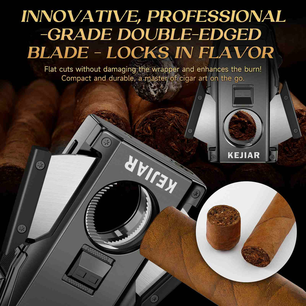 4-in-1 Lighter — Dual Flame + Cutter + Punch
