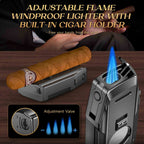 4-in-1 Lighter — Dual Flame + Cutter + Punch