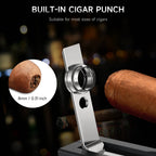 3-in-1 Lighter — Dual Flame + V-Cut + Punch