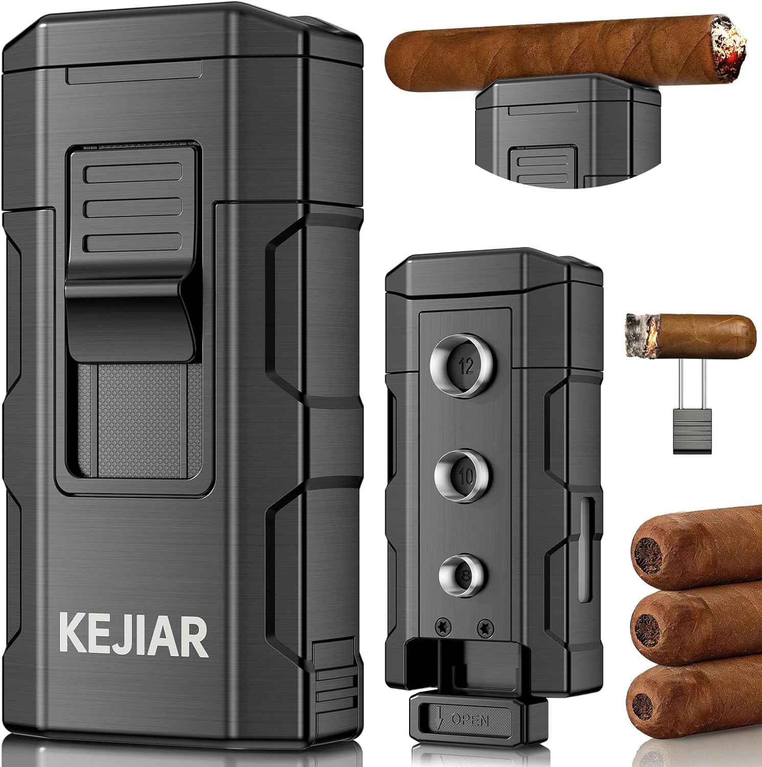 4-in-1 Lighter — Dual Flame + Punch