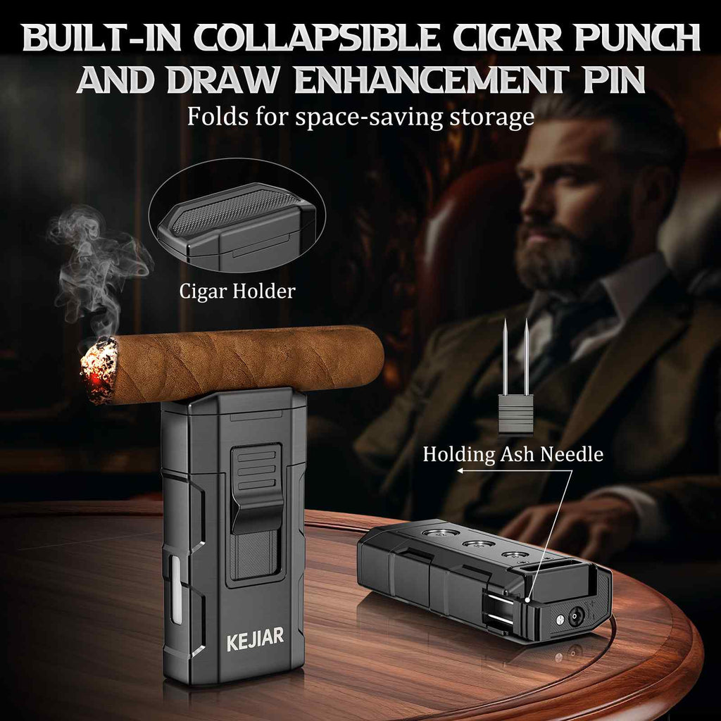 4-in-1 Lighter — Dual Flame + Punch