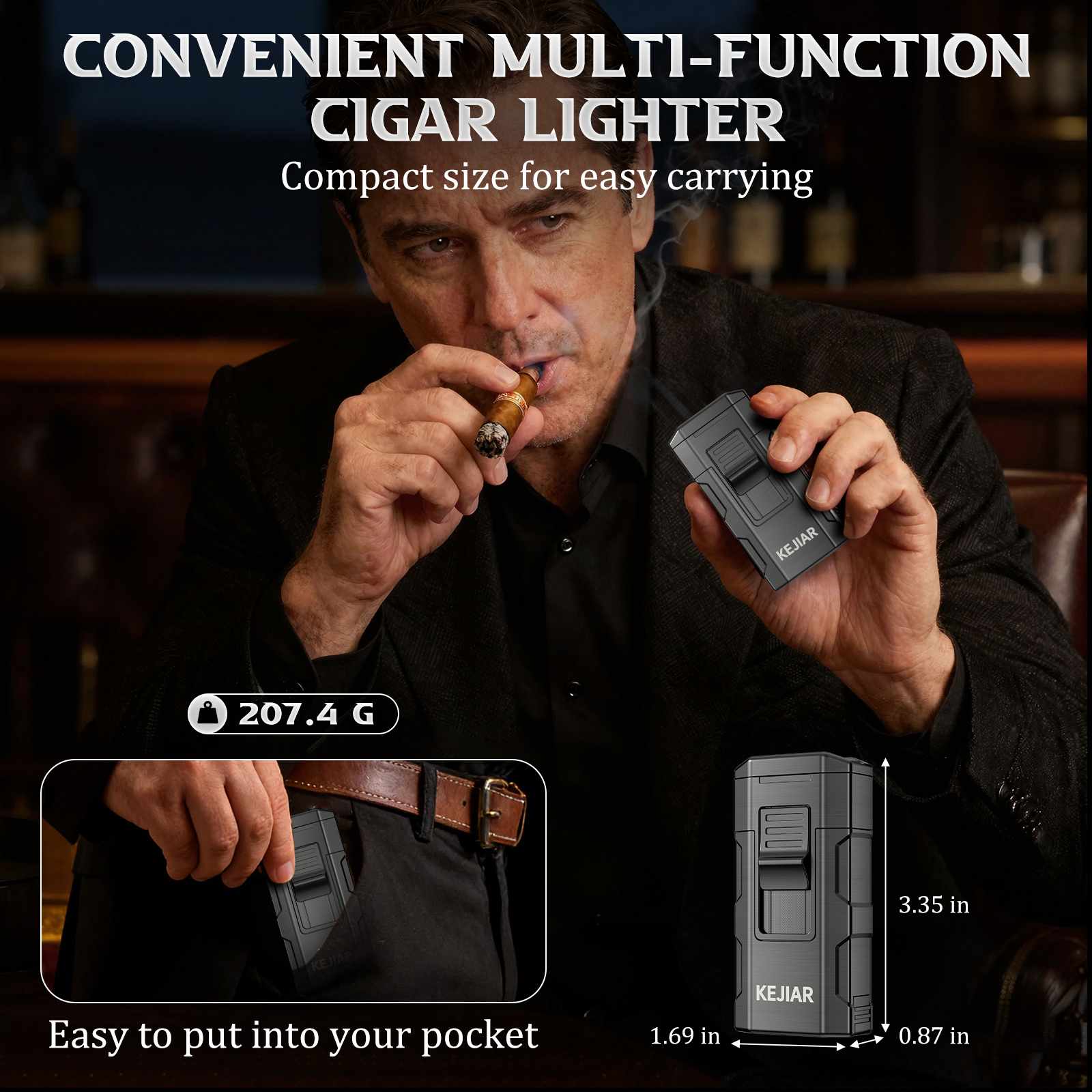 4-in-1 Lighter — Dual Flame + Punch