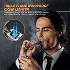 2-in-1 Lighter — Triple Flame + Cutter